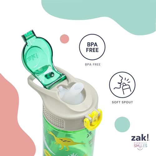 Zak Designs SuperKitties 16oz Kids Water Bottle, Leak-Proof Straw Cup