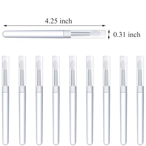 MOLILON 10 Pcs Silicone Nail Art Brushes with Caps for Chrome Powder