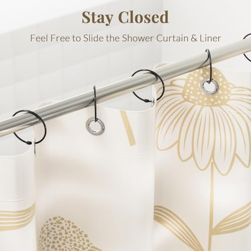 Bathway Black Shower Curtain Rings - Rust-Proof Metal Anti-Drop Hooks