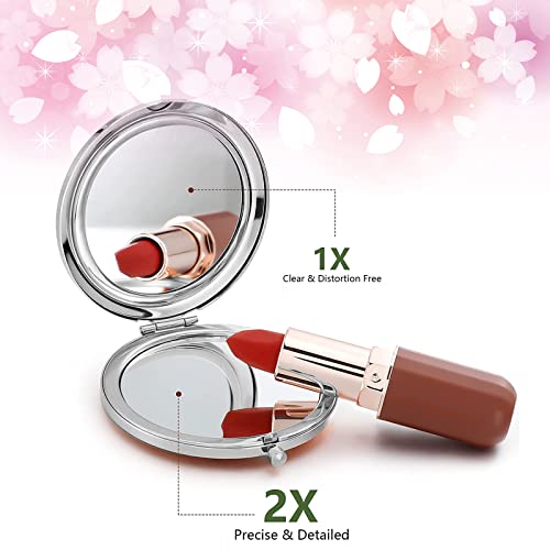 LONNAONE Compact Pocket Makeup Mirror - Double Sided Travel Mirror
