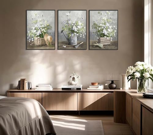 Country Daisy Wall Art - Vintage Floral Poster Print 12x16in