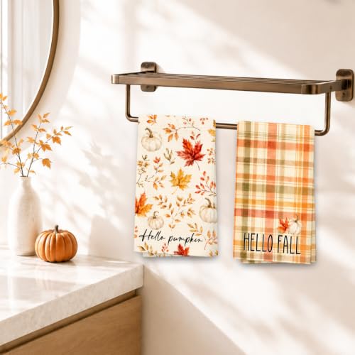 MUBIAO Fall Kitchen Towels Set of 2 - 13.5x23.5 Inch Decorative Hand Towels