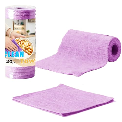 Purple Reusable Cleaning Cloths - 20PCS Lint-Free Microfiber Rags