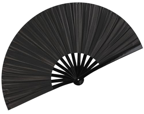 Large Black Folding Hand Fan for Dance Parties & Festivals