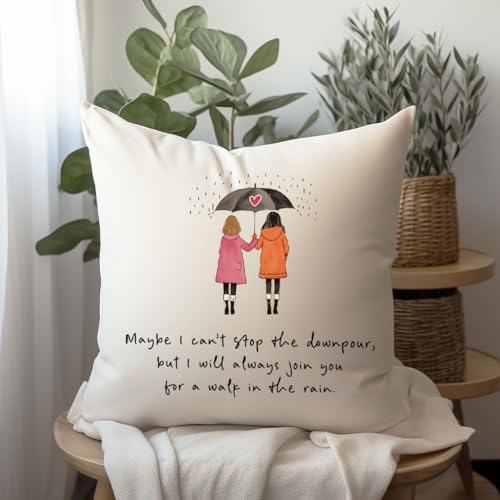 Maybe I Can't Stop The Downpour Friendship Pillow Cover 18x18in - Bestie Gift, Sister Decor