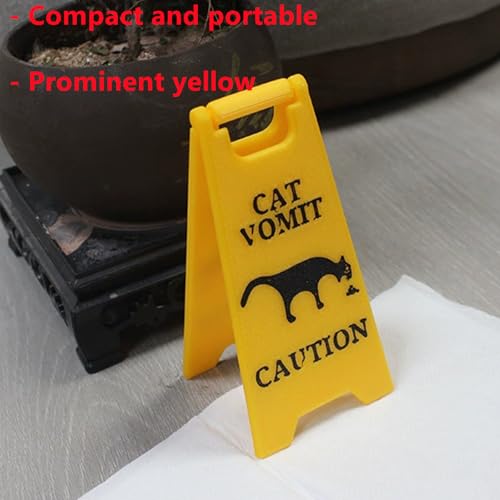 Funny Cat Vomit Caution Sign - 2 Pcs 3D Printed Décor