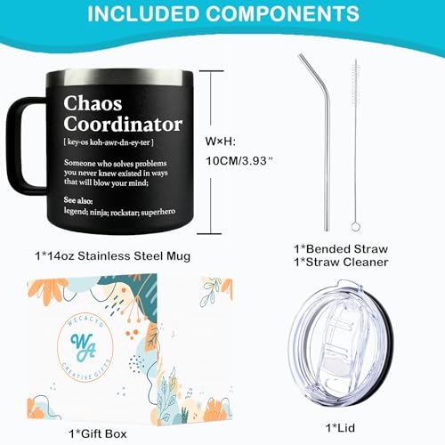 Black 14oz Chaos Coordinator Mug - Funny Boss Coworker Gift