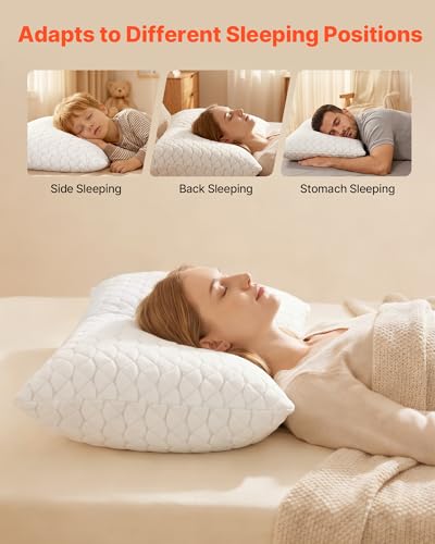 VEVOR Adjustable Queen Size Memory Foam Pillow for Side, Back & Stomach Sleepers