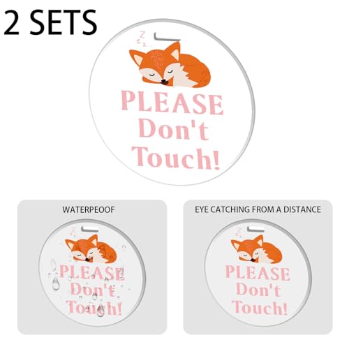 No Touching Baby Sign - 2 Pack Acrylic Stroller Tags with Clips
