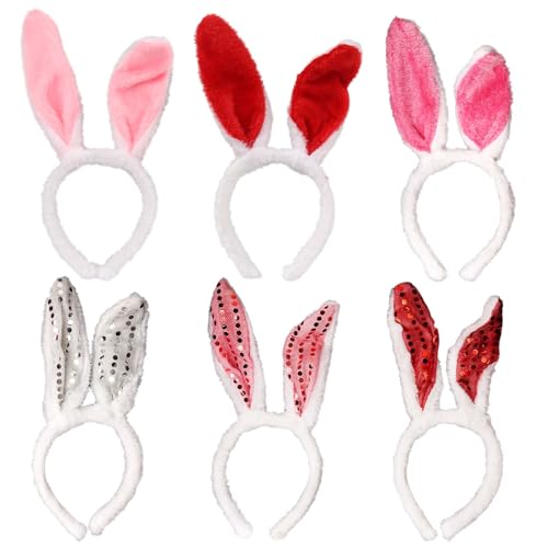 Plush Bunny Ears Headband 6-Pack Multicolor Easter Costume Accessories