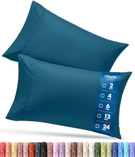 Utopia Bedding Microfiber Pillowcases, Standard Size, Denim Blue, Set of 4