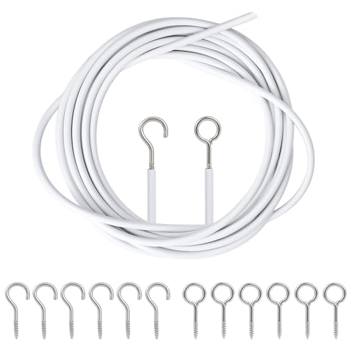 Plastic Coated Curtain Wire for Hanging Curtains - 4m with Hooks