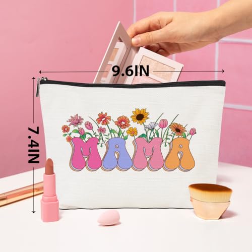 Mama Floral Makeup Bag & Toiletry Pouch for Mom Birthday Gift