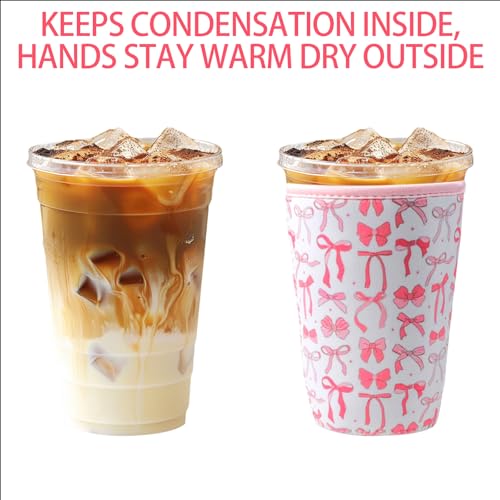 Reusable Iced Coffee Cup Sleeves - 3 Pack for 16-32 oz Drinks