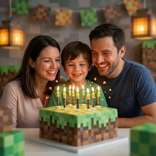 GROUP DMR Torch Birthday Candles Pack of 9 - Cake Topper Decorations for Kids & Adults