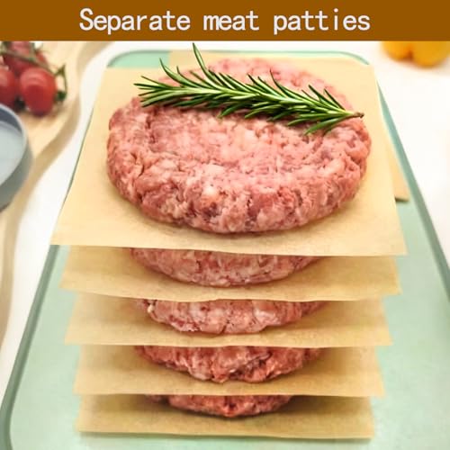 100 Non-Stick Hamburger Patty Paper Sheets - 6''x6'' Parchment