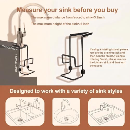 2-Tier Kitchen Sink Caddy - No-Drill Faucet Sponge Holder Organizer