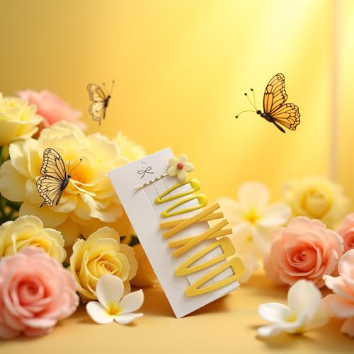 7-Piece Yellow Flower Hair Clips & Barrettes Gold Hair Accessories