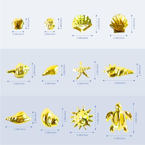 Ocean Nail Charms 3D Gold & Silver Beach Starfish Seashells - 12 Styles