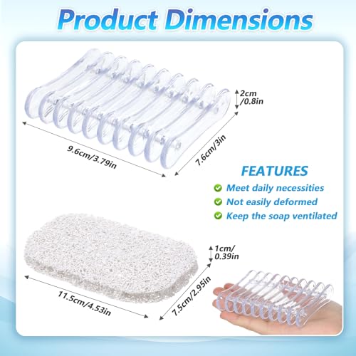 Grevosea 2-Piece Self-Draining Soap Dish Holder with Soap Saver Pads