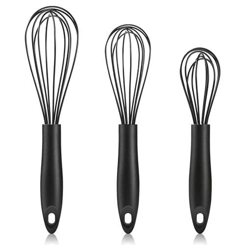 Cerpourt Silicone Whisk Set - Heat Resistant Non-Scratch Whisks (3 Sizes)