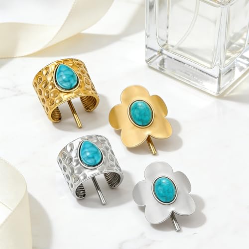 Metal Turquoise Ponytail Holder Hair Clips 4-Piece Set