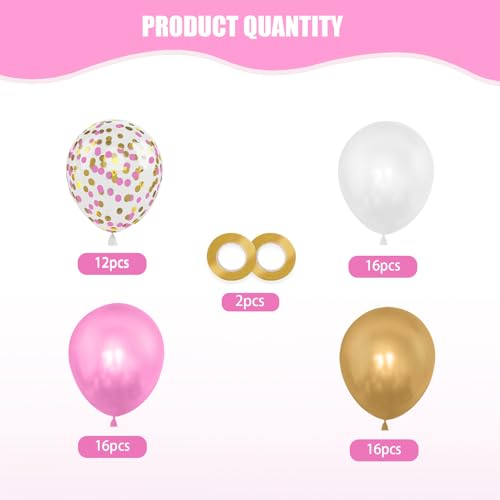 60PCS Pink Gold White Balloons Kit for Wedding & Parties