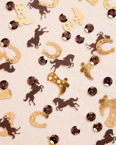 xo, Fetti Gold Western Confetti - 200pc Cowgirl Rodeo Party Table Decor