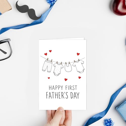 First Father's Day Card for New Dad with Envelope - Cute Design