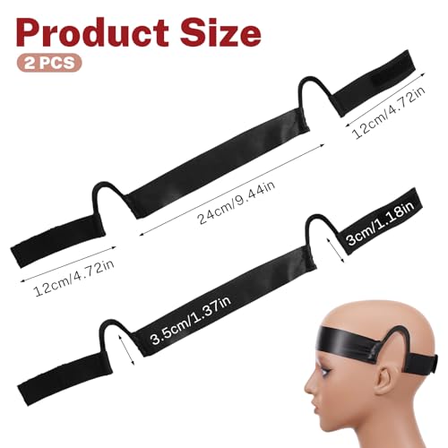 Ezymivs No-Slip Satin Wig Band for Lace Front with Ear Cut-Outs, 2-Pack