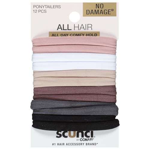 Scunci Everyday & Active Stretch Hair Ties - 12 Count Multi-Color Set