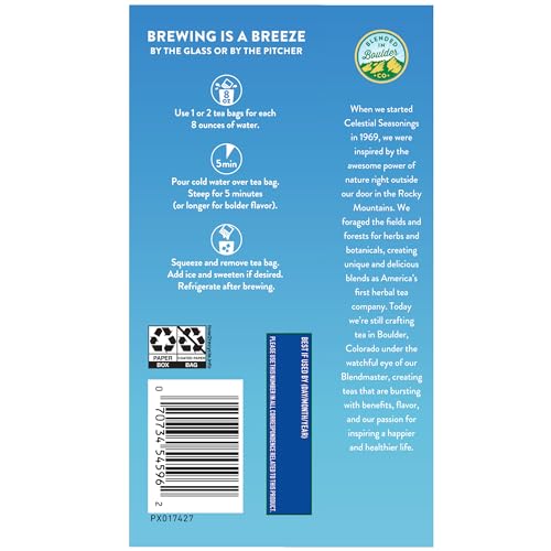 Celestial Seasonings Unsweetened Black Tea Cold Brew Tea Bags 18 Count
