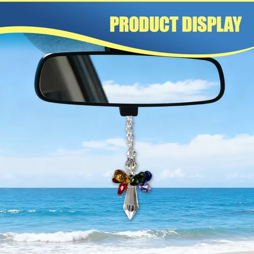 Craedli Crystal Angel Car Hanging Ornament Rhinestone Rear View Mirror Charm