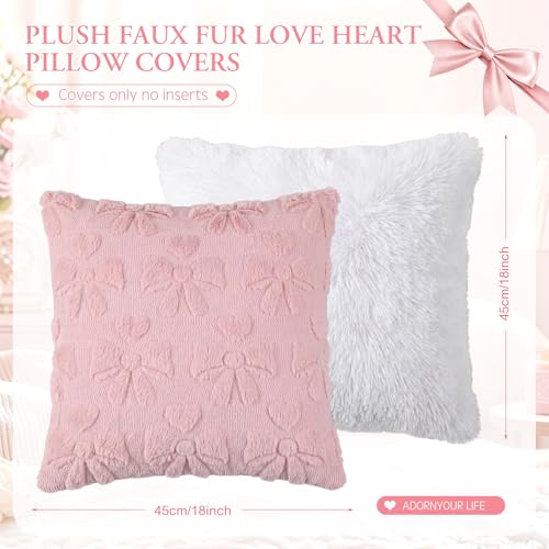 Mixweer 4-Pack Pink Bow & Plush Pillow Covers 18x18
