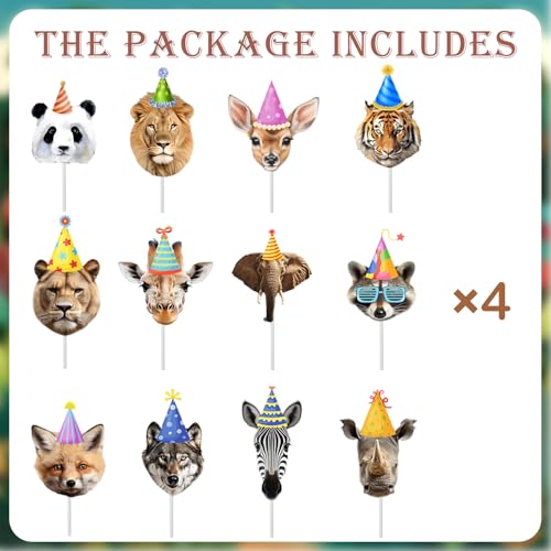 24 Pcs Safari Animals Cupcake Toppers - Jungle Birthday Decorations