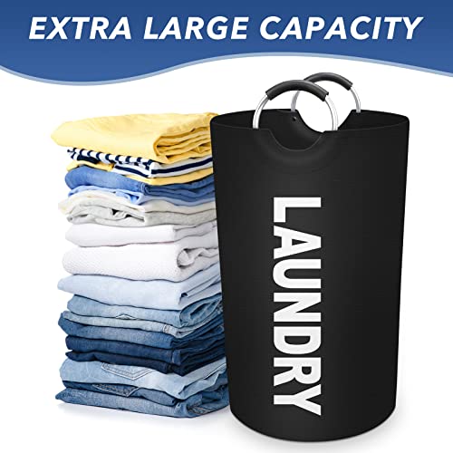 90L Waterproof Collapsible Laundry Hamper with Foam Handles - Black