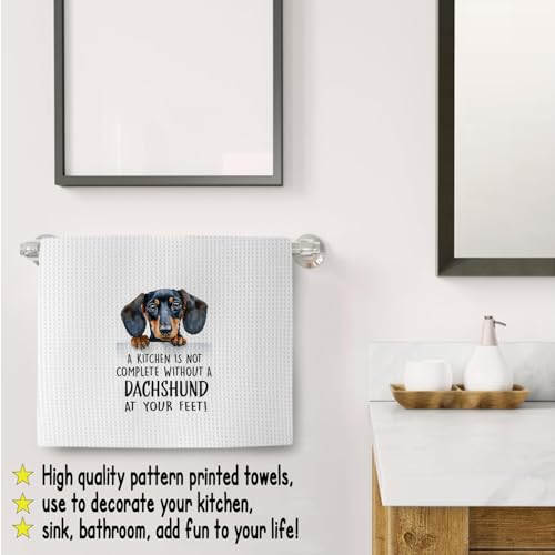 Funny Dachshund Kitchen Towels Waffle Weave Soft Dishcloths