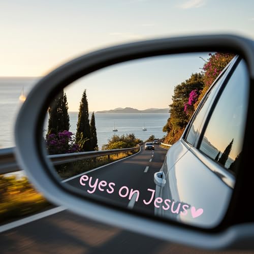 Eyes on Jesus Christian Vinyl Decal - 4 Inch Faith Sticker (Pink)