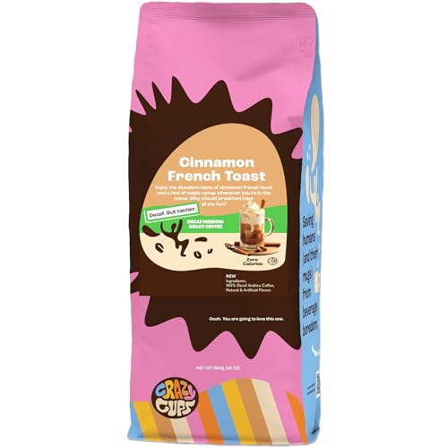 Crazy Cups Decaf Ground Coffee, Cinnamon French Toast Flavor, 10 Ounce