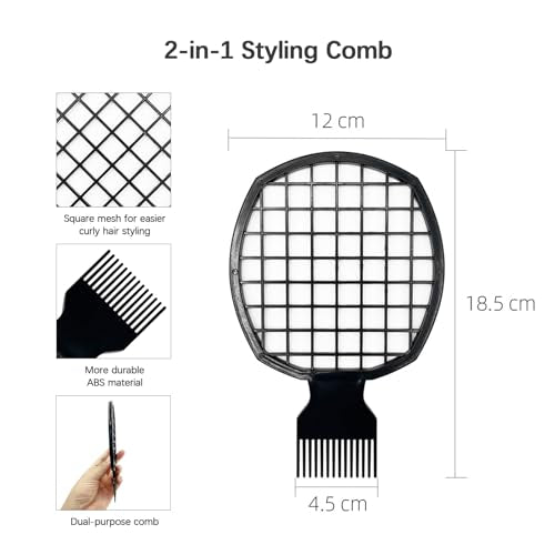 Kootinn Twist Hair Comb Brush 2-Pack, Dual-Sided ABS Styling Tool for Curls
