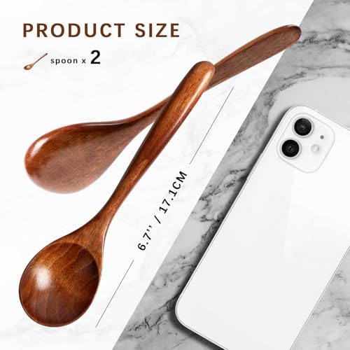 Hefild 2-Piece Hardwood Honey Spoons Set - 6.7 Inch Wooden Spoons