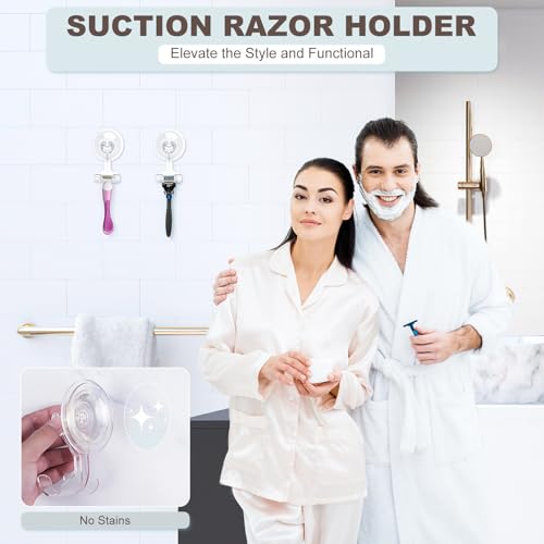 VIS'V Suction Cup Razor Holder - Clear, Set of 2, Removable Design
