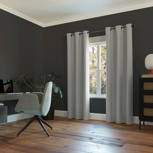 Sun Zero Easton Energy Saving Blackout Curtain Panel, 40" x 84", Silver Gray