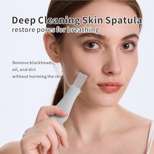 HIEERBUS 2-in-1 Blackhead Remover and Silicone Face Scrubber Tool Light Gray