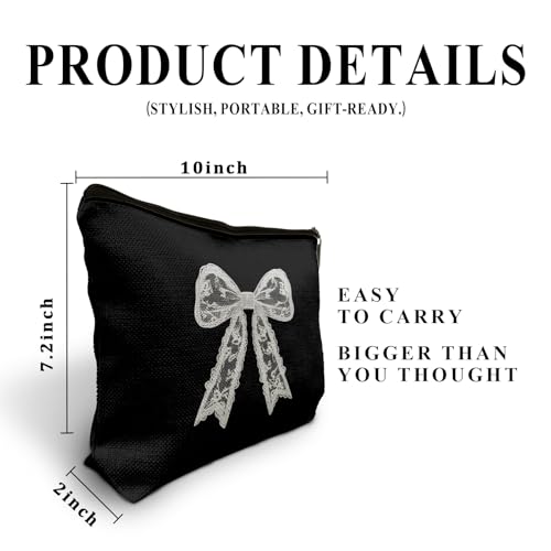 Coquette Lace Bow Makeup Bag Preppy Cosmetic Pouch for Women