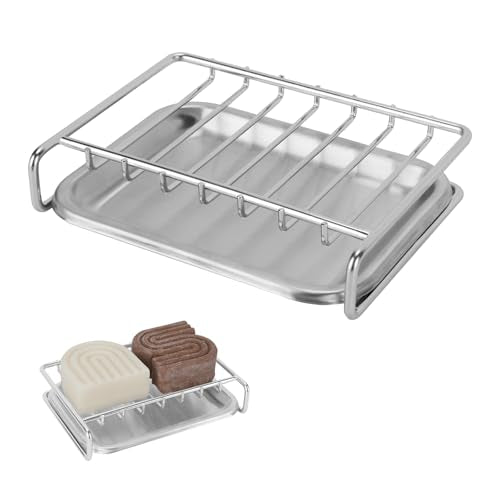 Stainless Steel Soap Bar Holder with Drainage Tray - Space-Saving Design