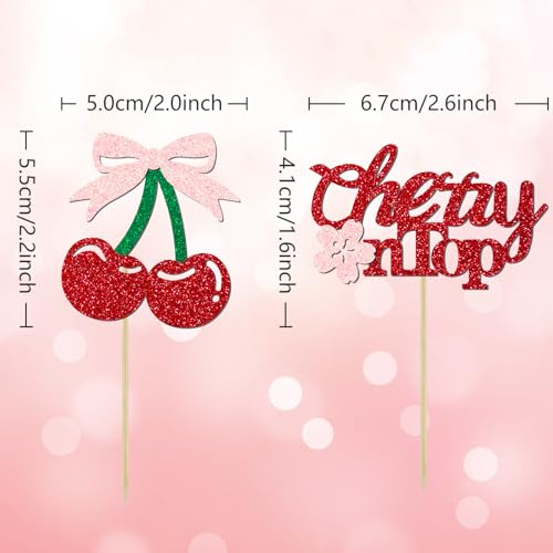 24 Pack She's the Cherry On Top Cupcake Toppers - Glitter Cake Picks