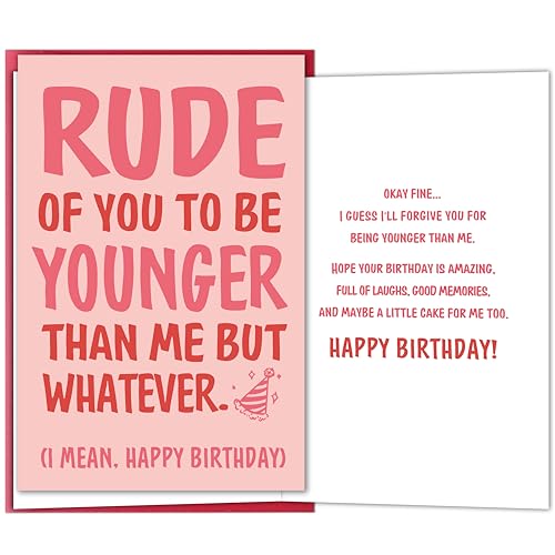 Funny Birthday Card for Friend or Sister - Humorous Sarcastic Joke