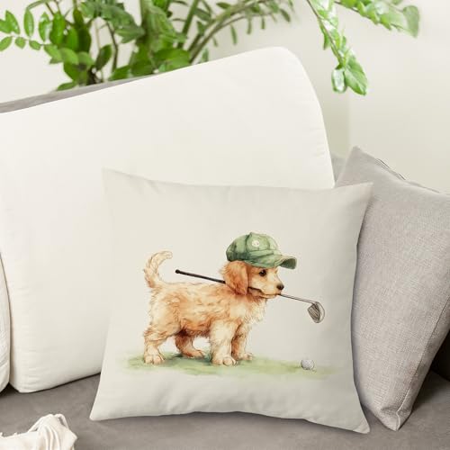 Funny Golf Golden Retriever Pillow Cover 18x18 - Golf-5