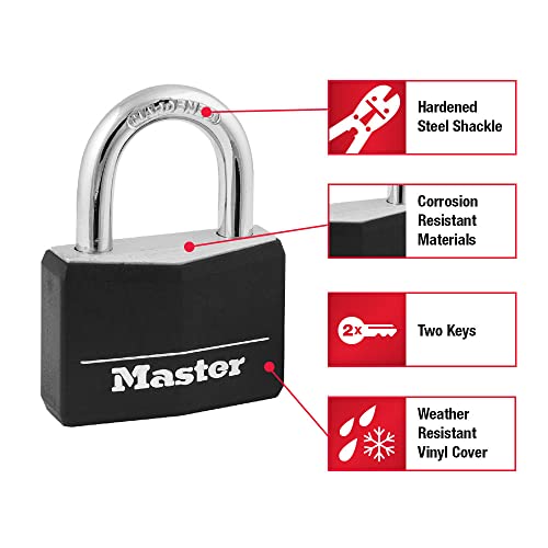 Master Lock 141Q Keyed Padlock, 4 Pack, Black Aluminum Body